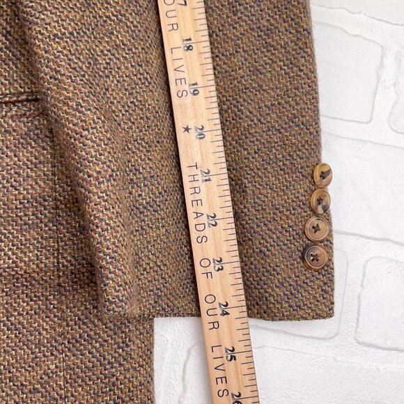 Hickey Freeman Blazer Men 44L Brown Multi Bespoke Canterbury Lambswool USA VTG - Picture 11 of 14